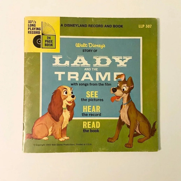 Vintage 1965 Disney Lady  and the Tramp 7 Inch Record and Book - Picture 15 of 15
